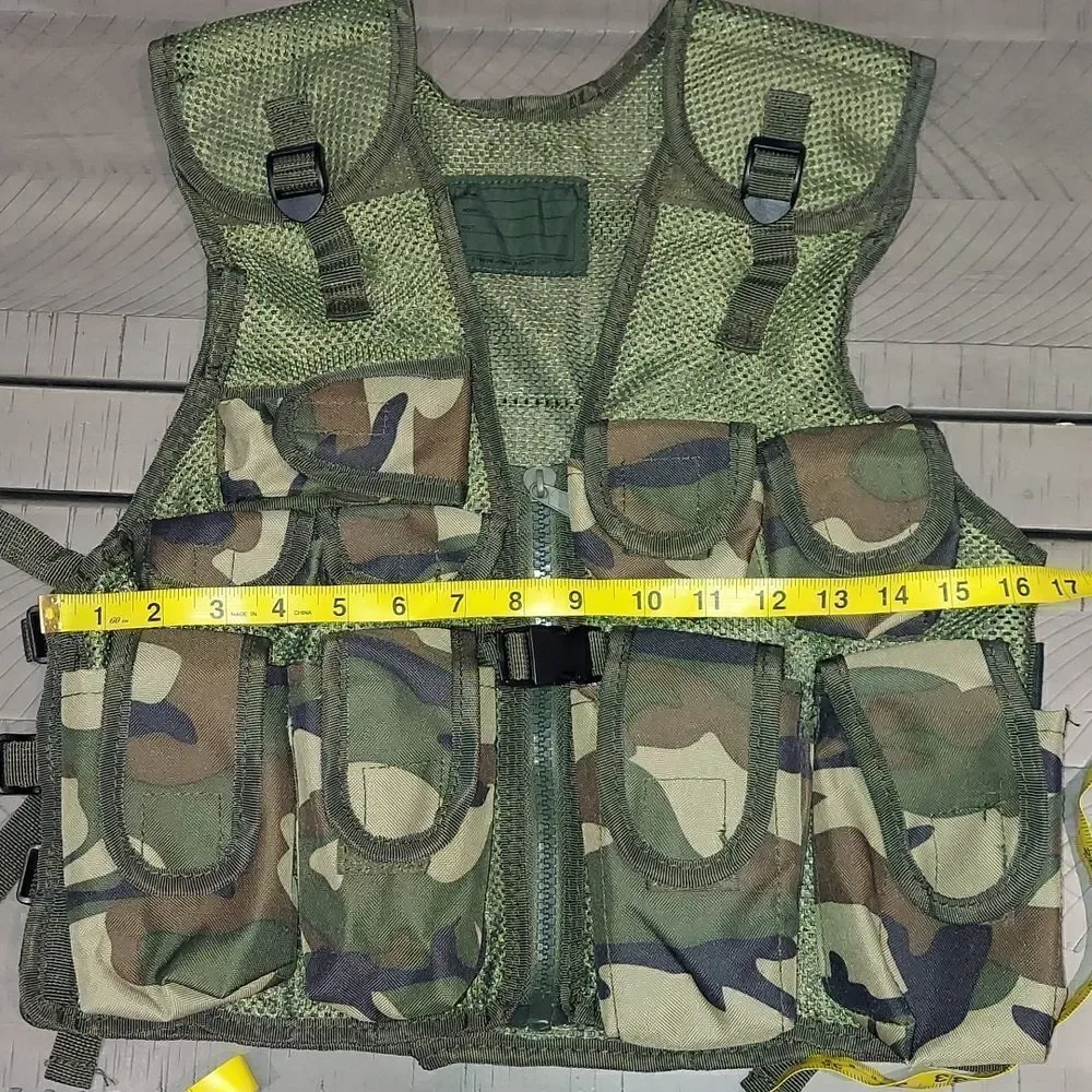 Tactical Green Camo Adjustable Army SWAT Hunting Airsoft Paintball Combat Vest - Picture 5 of 6